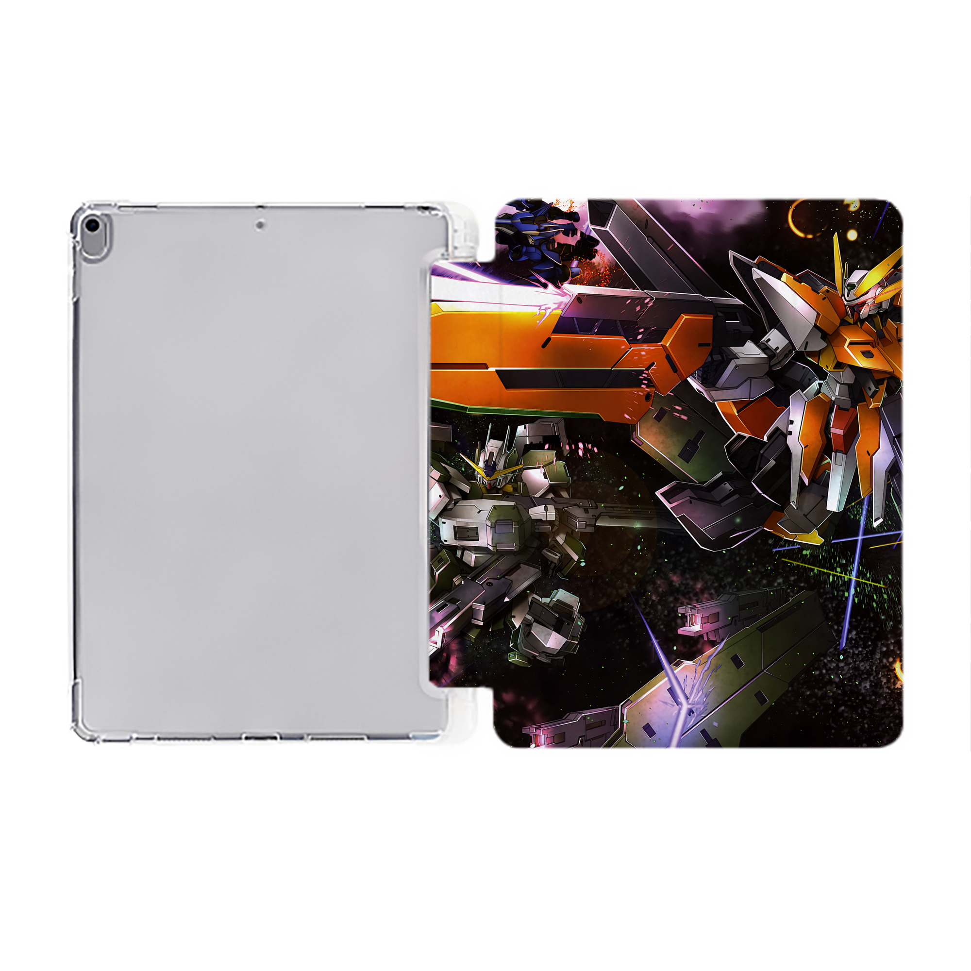 （画像用） 機動戦士ガンダム Mobile Suit Gundam IPad ケース ペン収納付き 三つ折りスタンド PUレザー×シリコン 対応機種9.5/10.5/10.9インチ